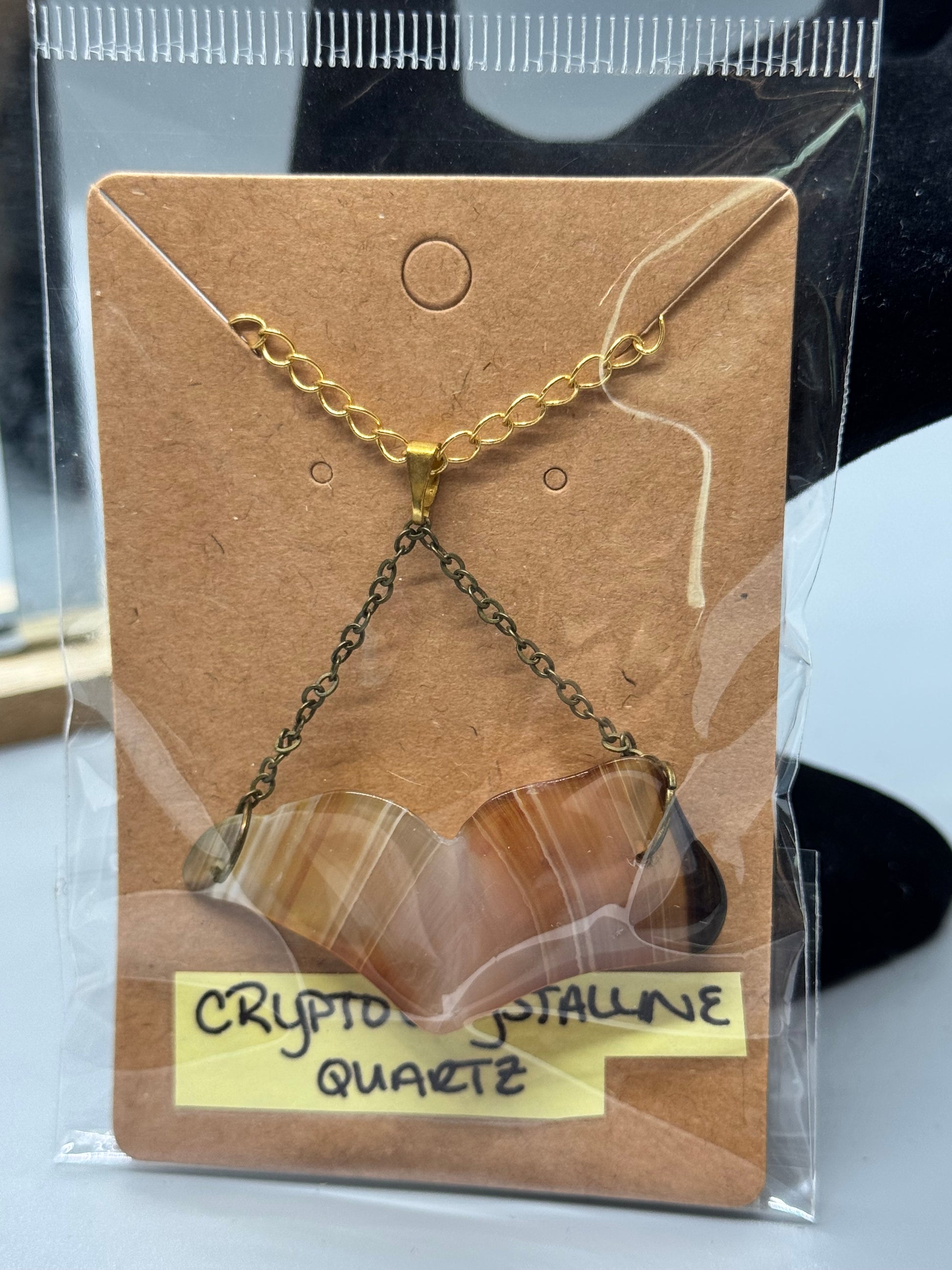 Cryptocrystalline Quartz Necklace on 32" Gold Chain # 490