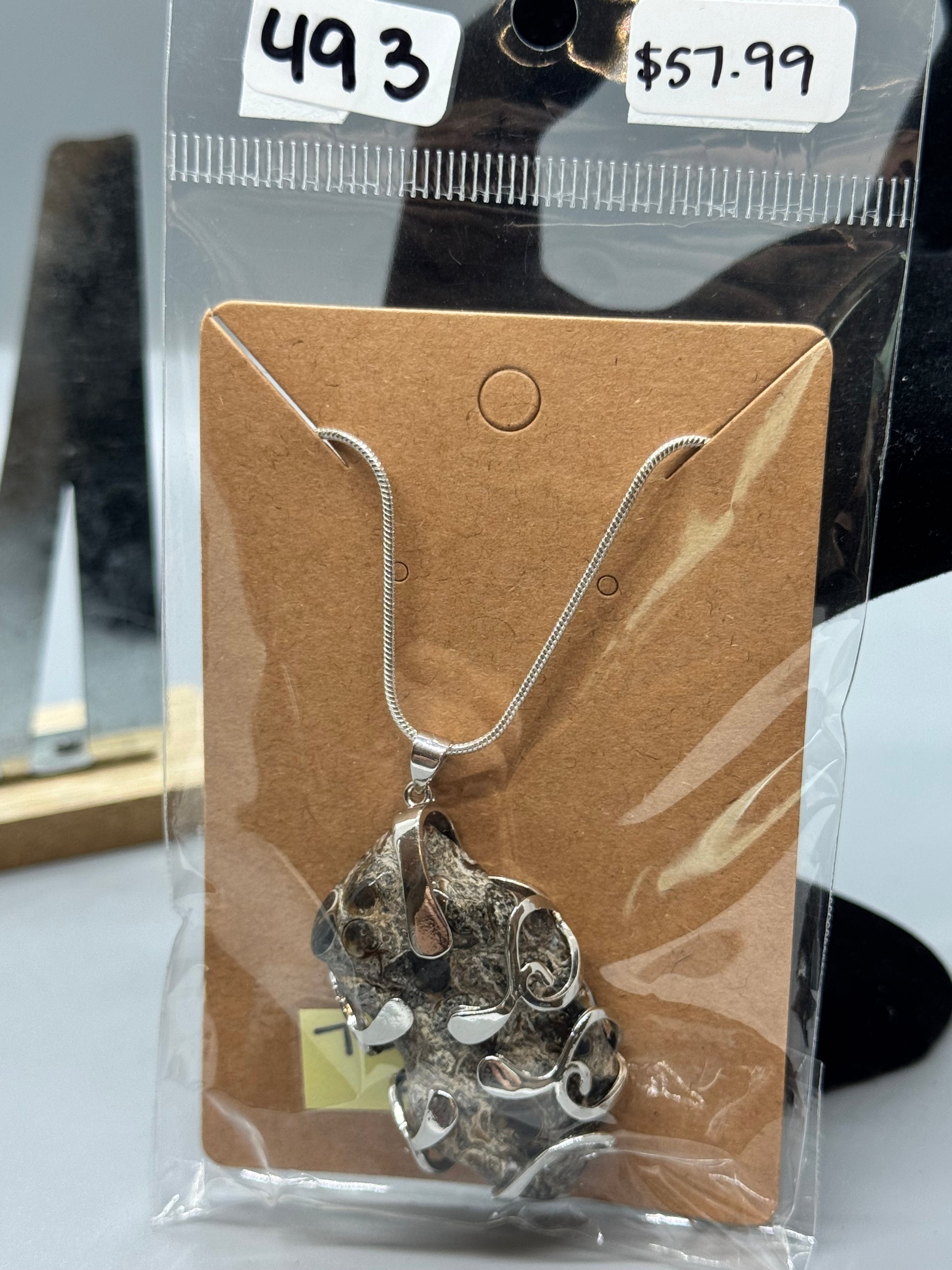 Authentic Turritella Agate – Fossil Gemstone Jewelry # 493