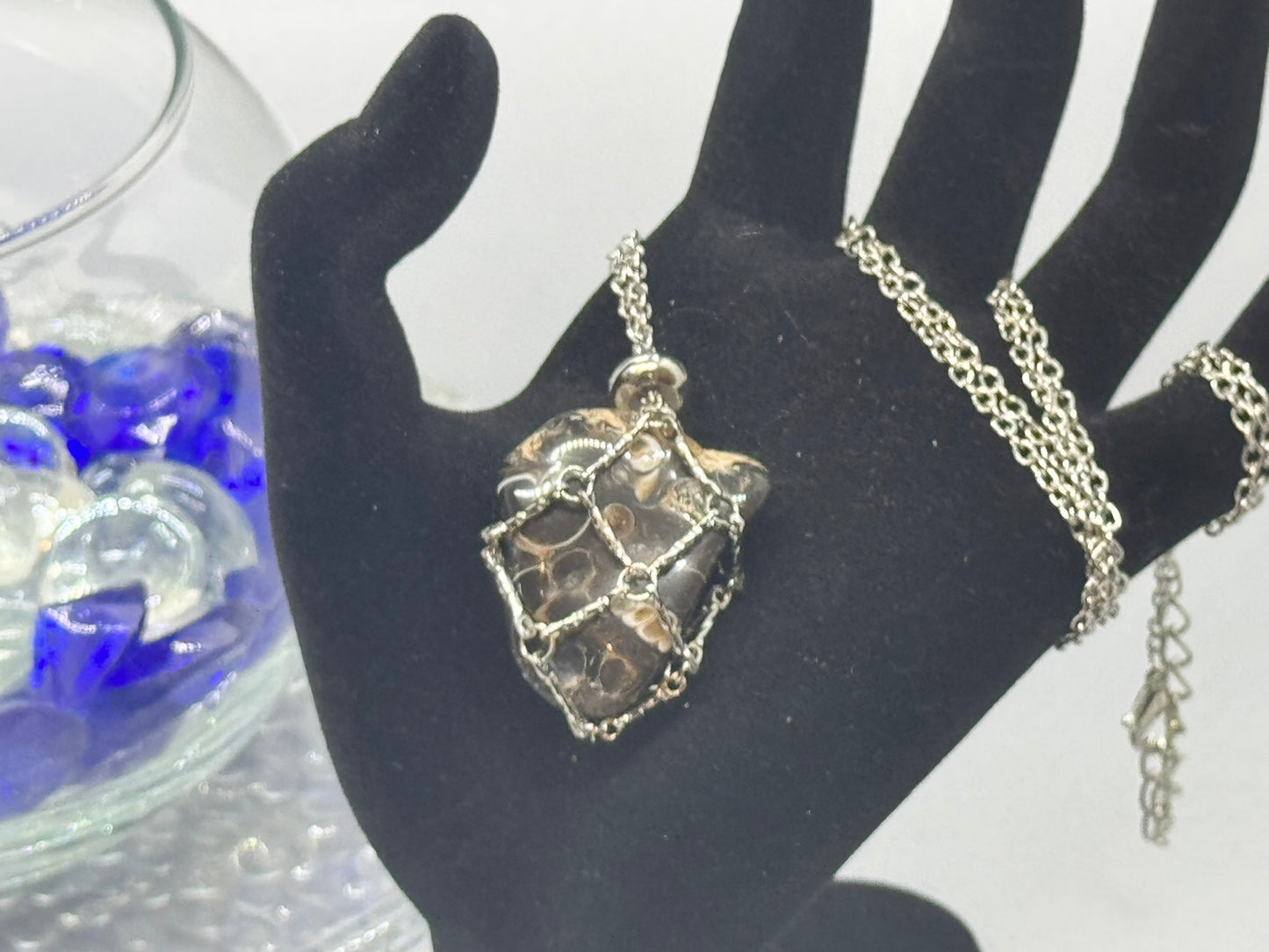 Authentic Turritella Agate Necklace – Handcrafted Jewelry # 431