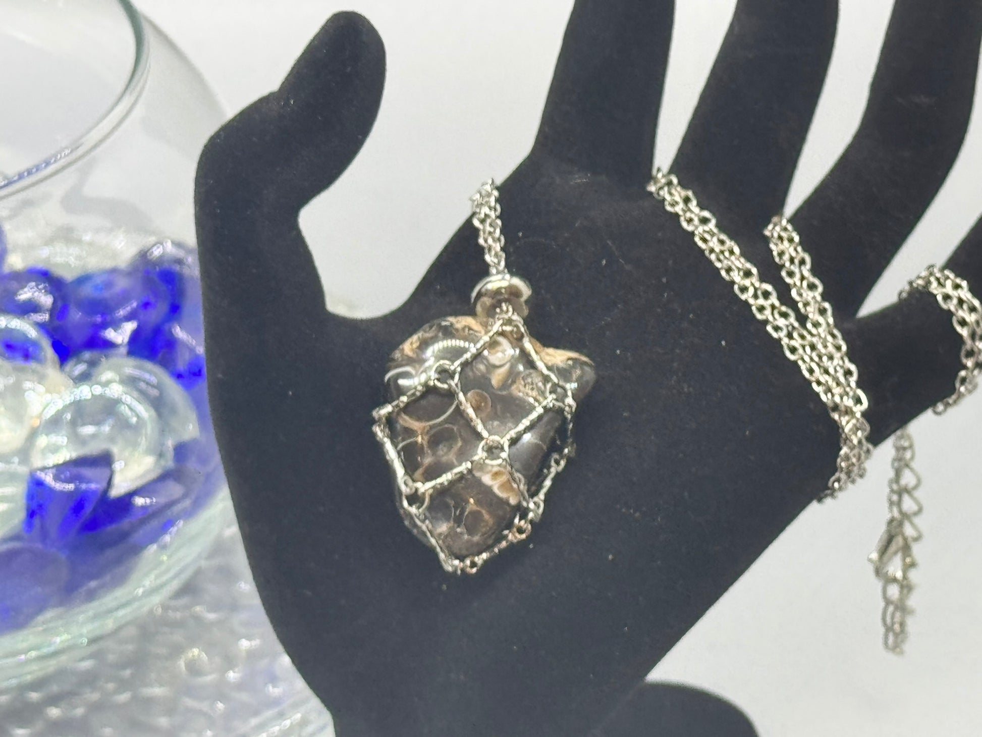 Authentic Turritella Agate Necklace – Handcrafted Jewelry # 431