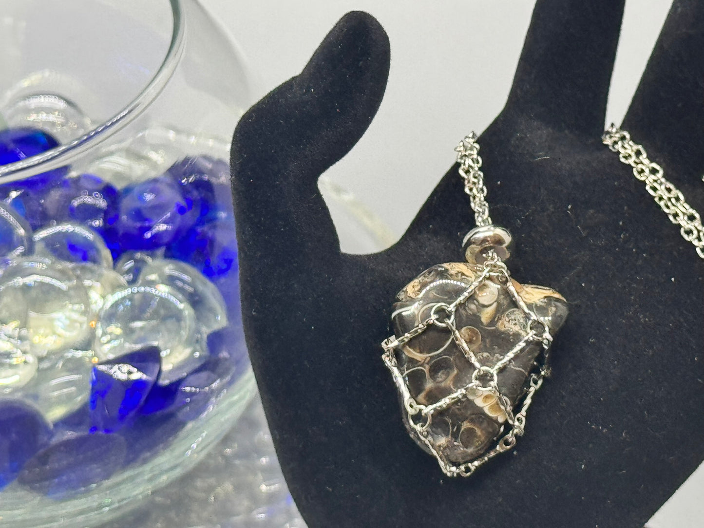 Authentic Turritella Agate Necklace – Handcrafted Jewelry # 431