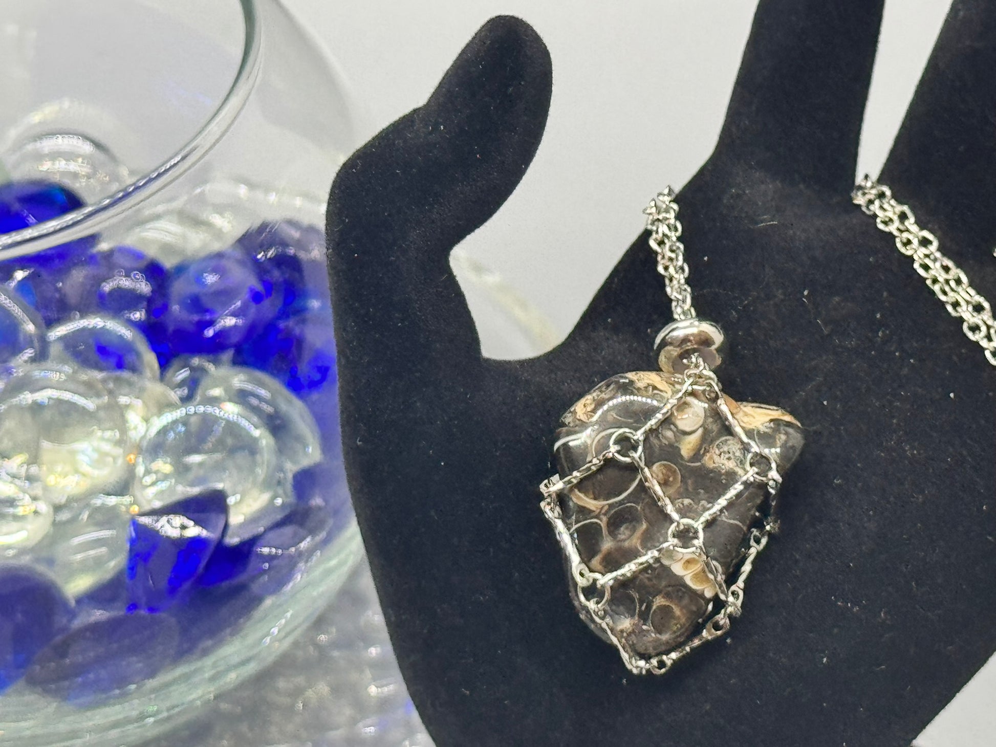 Authentic Turritella Agate Necklace – Handcrafted Jewelry # 431