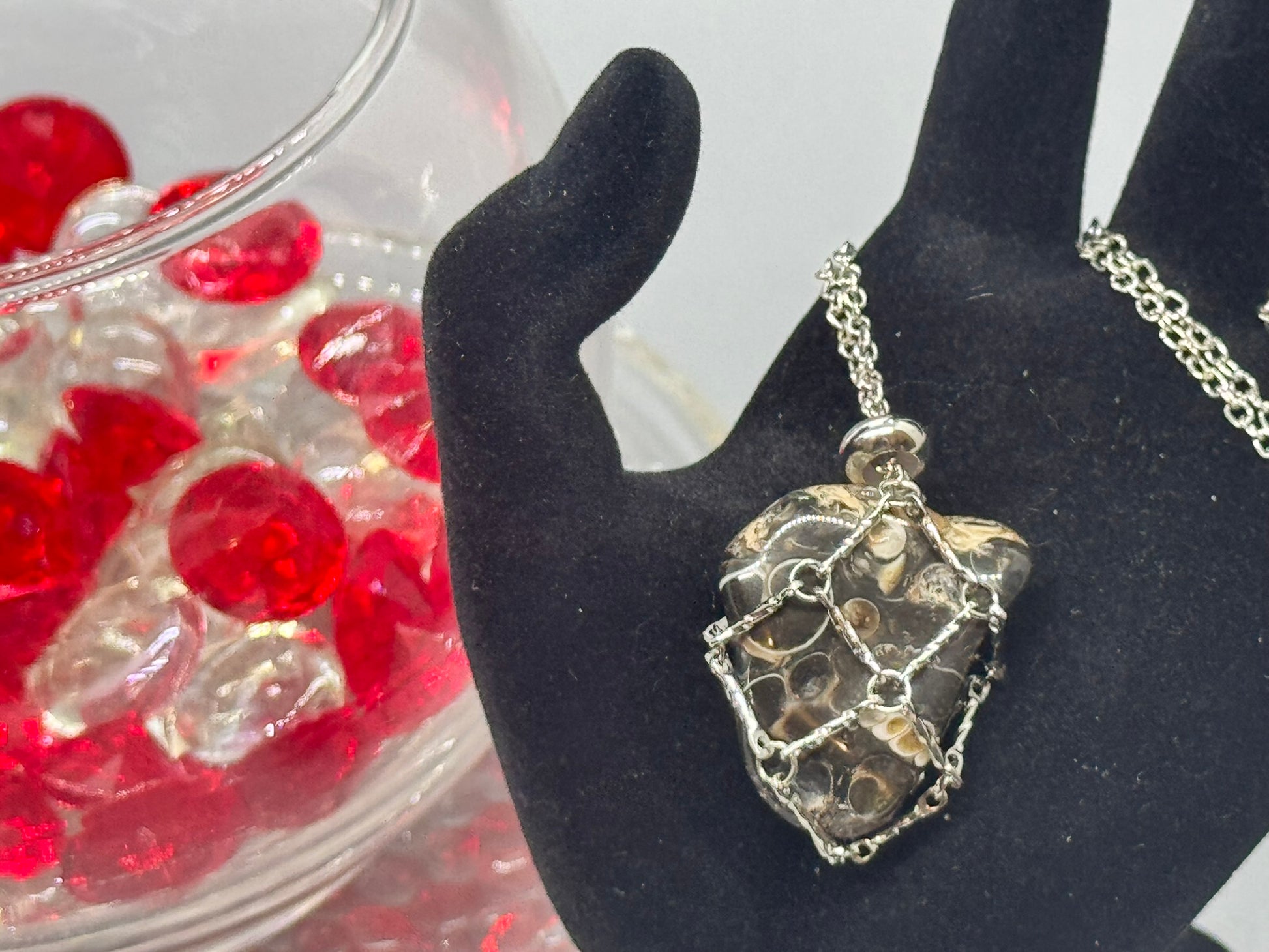 Authentic Turritella Agate Necklace – Handcrafted Jewelry # 431