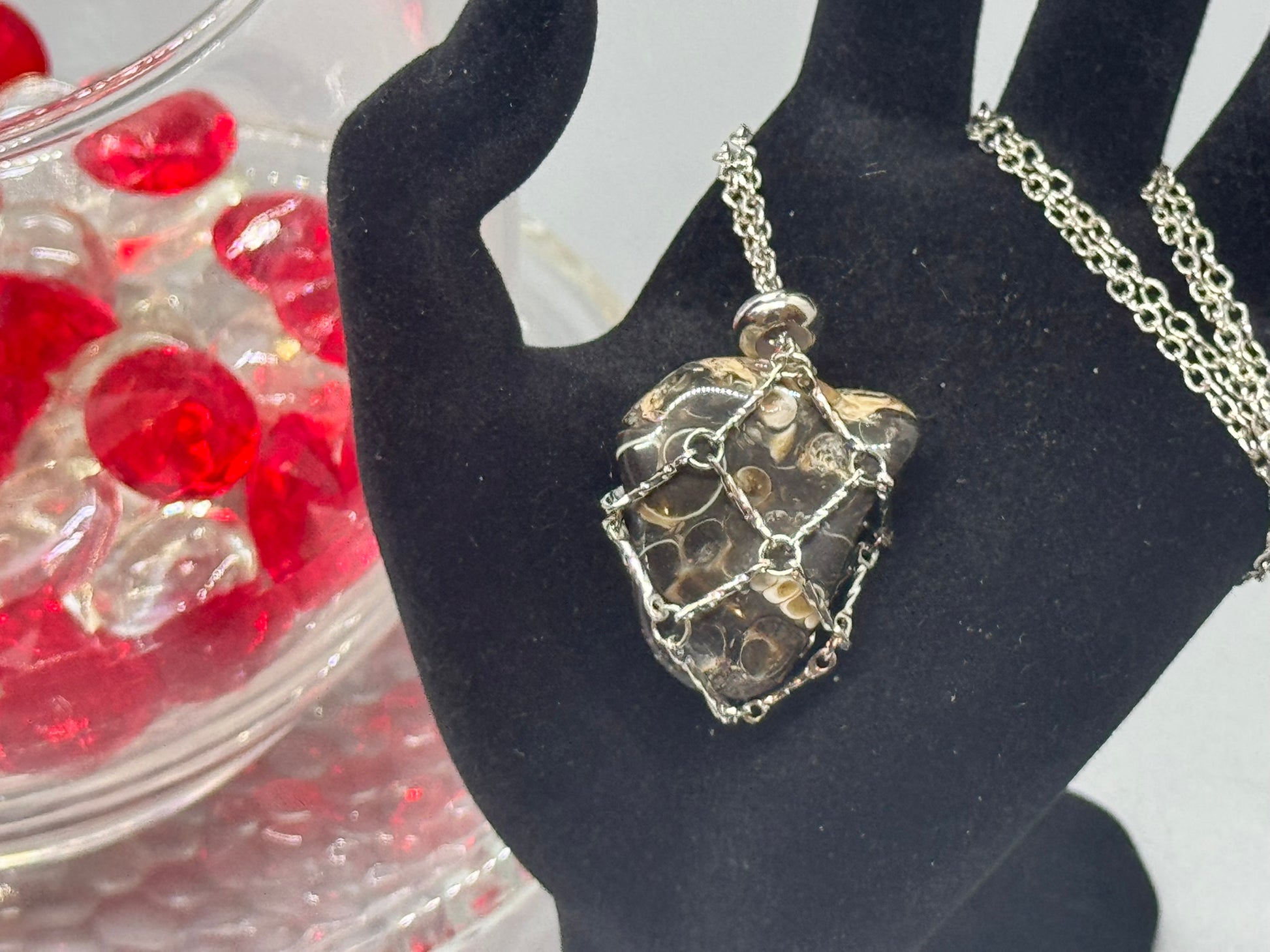 Authentic Turritella Agate Necklace – Handcrafted Jewelry # 431