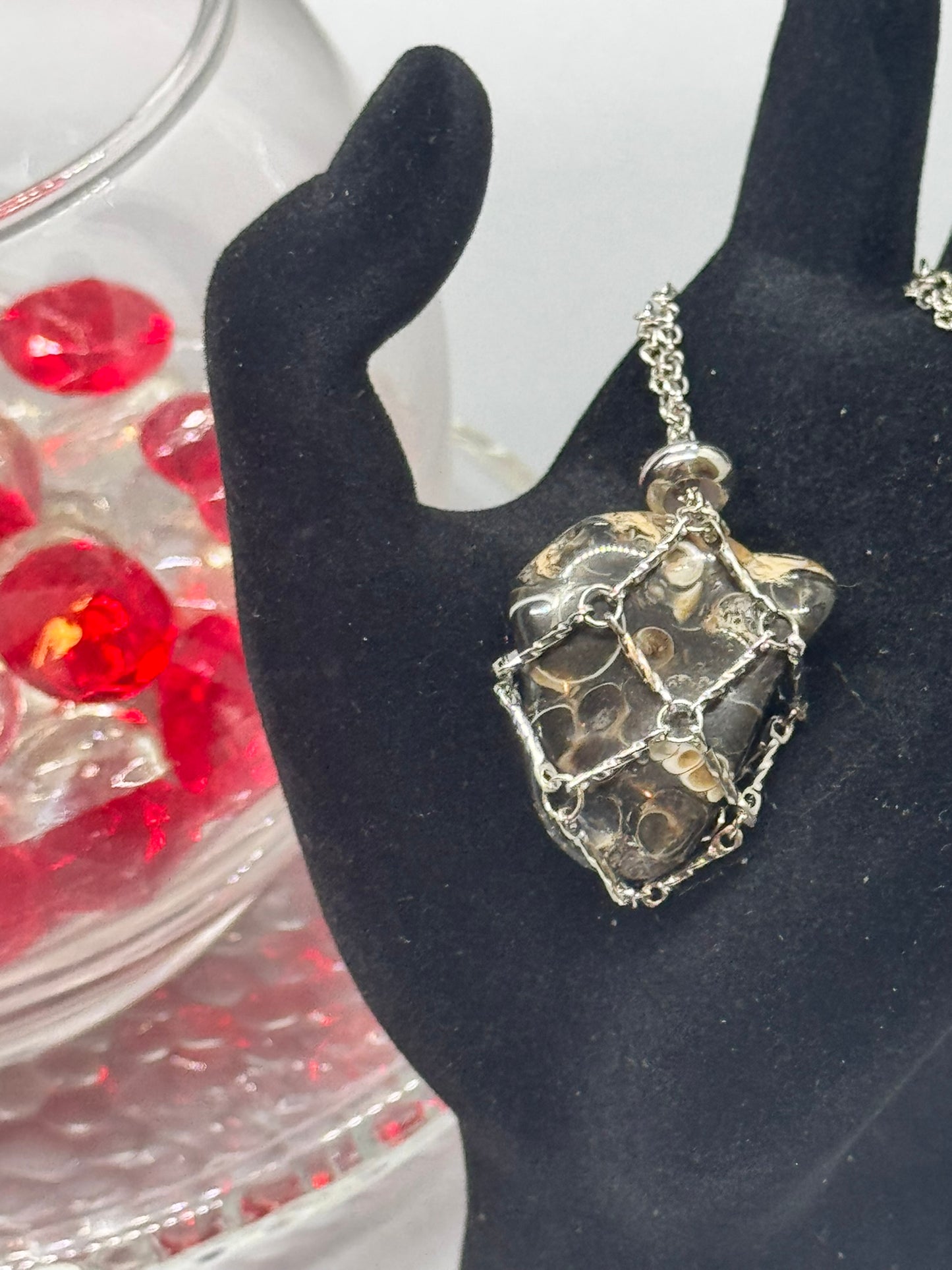 Authentic Turritella Agate Necklace – Handcrafted Jewelry # 431