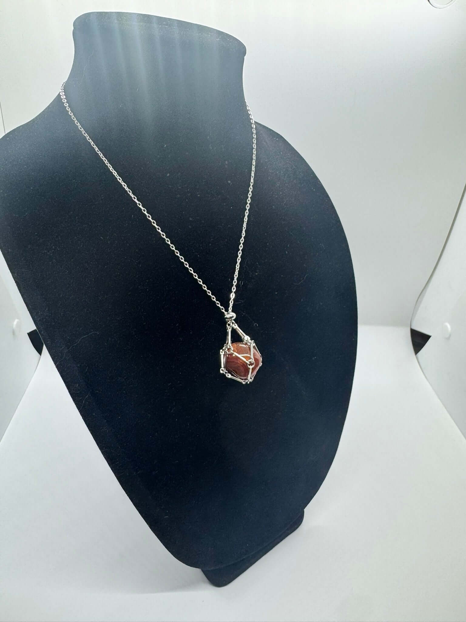 Authentic Carnelian Agate Necklace – Handcrafted Jewelry # 432