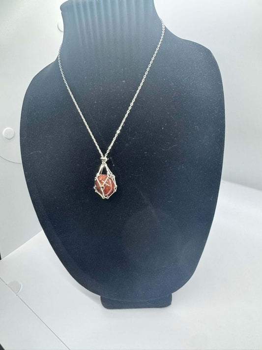 Authentic Carnelian Agate Necklace – Handcrafted Jewelry # 432