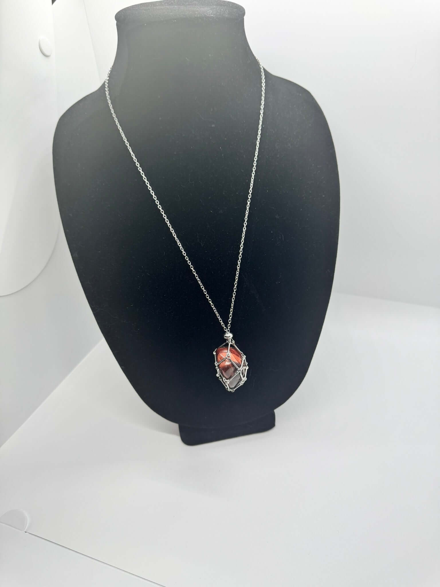 Authentic Red Tiger's Eye Necklace – Handcrafted Jewelry # 433