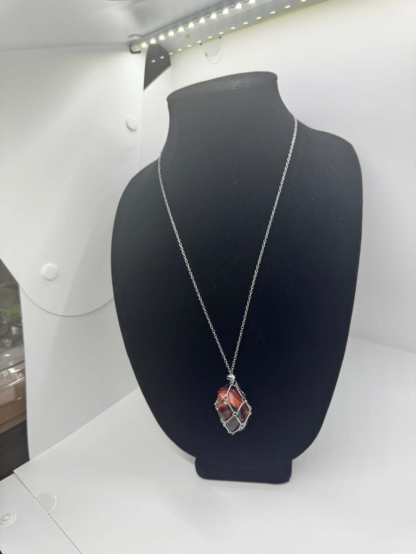Authentic Red Tiger's Eye Necklace – Handcrafted Jewelry # 433