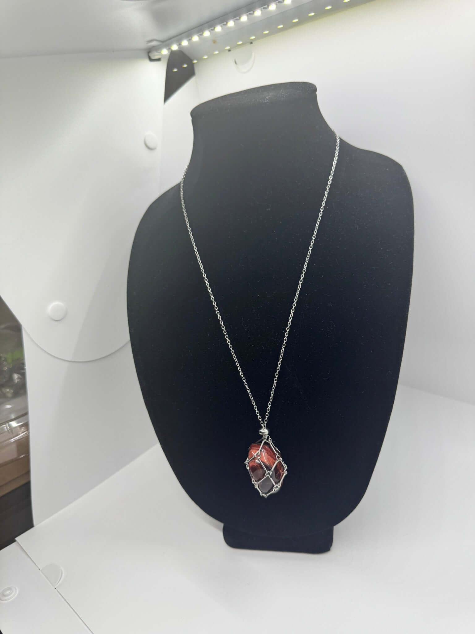 Authentic Red Tiger's Eye Necklace – Handcrafted Jewelry # 433