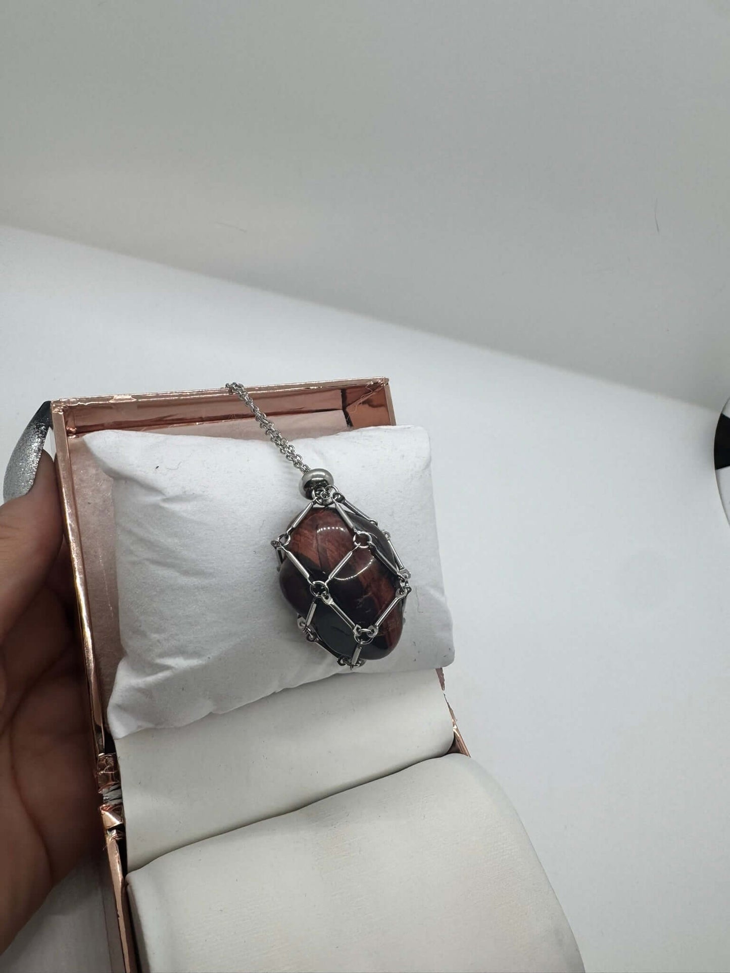 Authentic Red Tiger's Eye Necklace – Handcrafted Jewelry # 433
