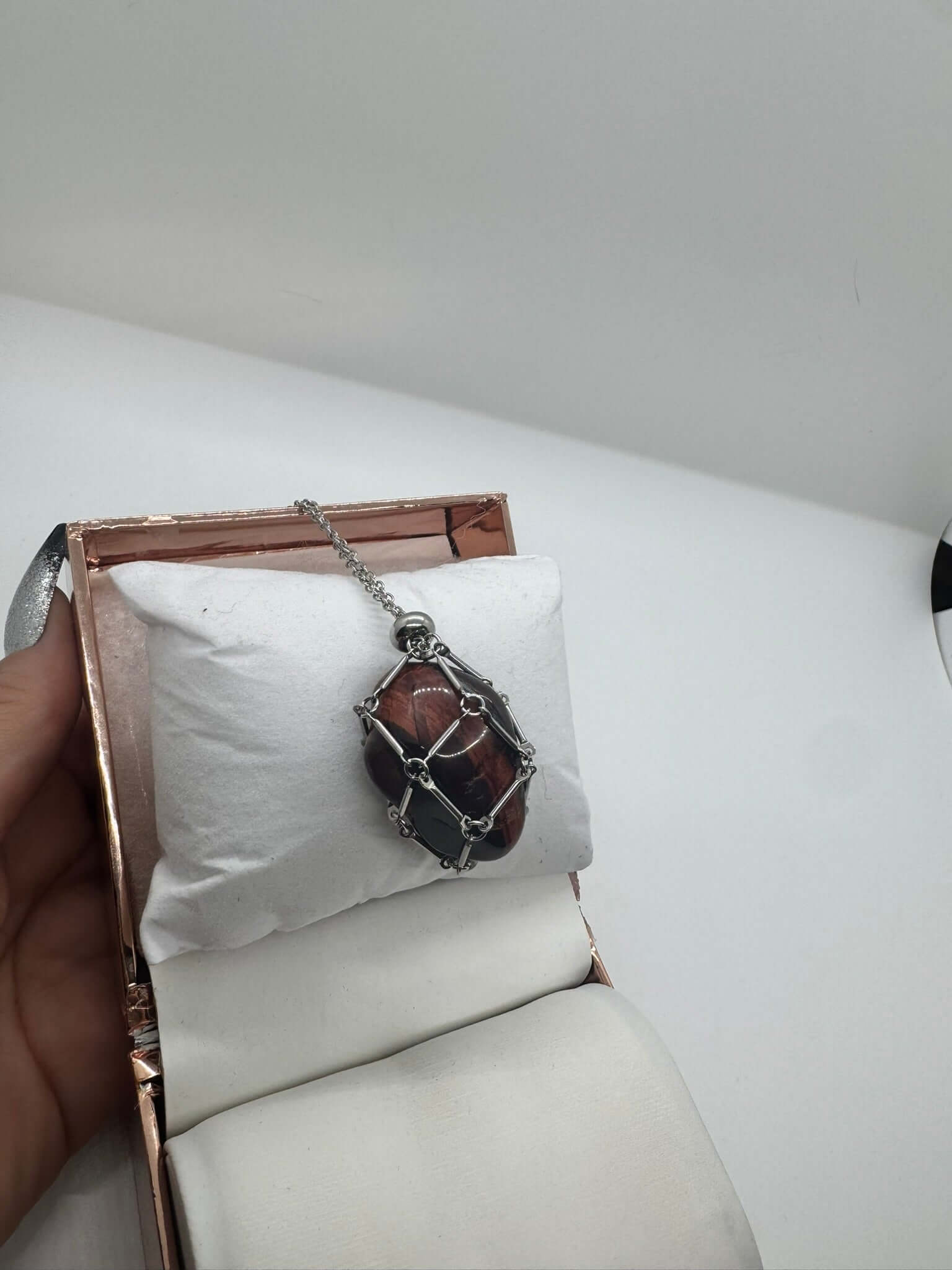 Authentic Red Tiger's Eye Necklace – Handcrafted Jewelry # 433