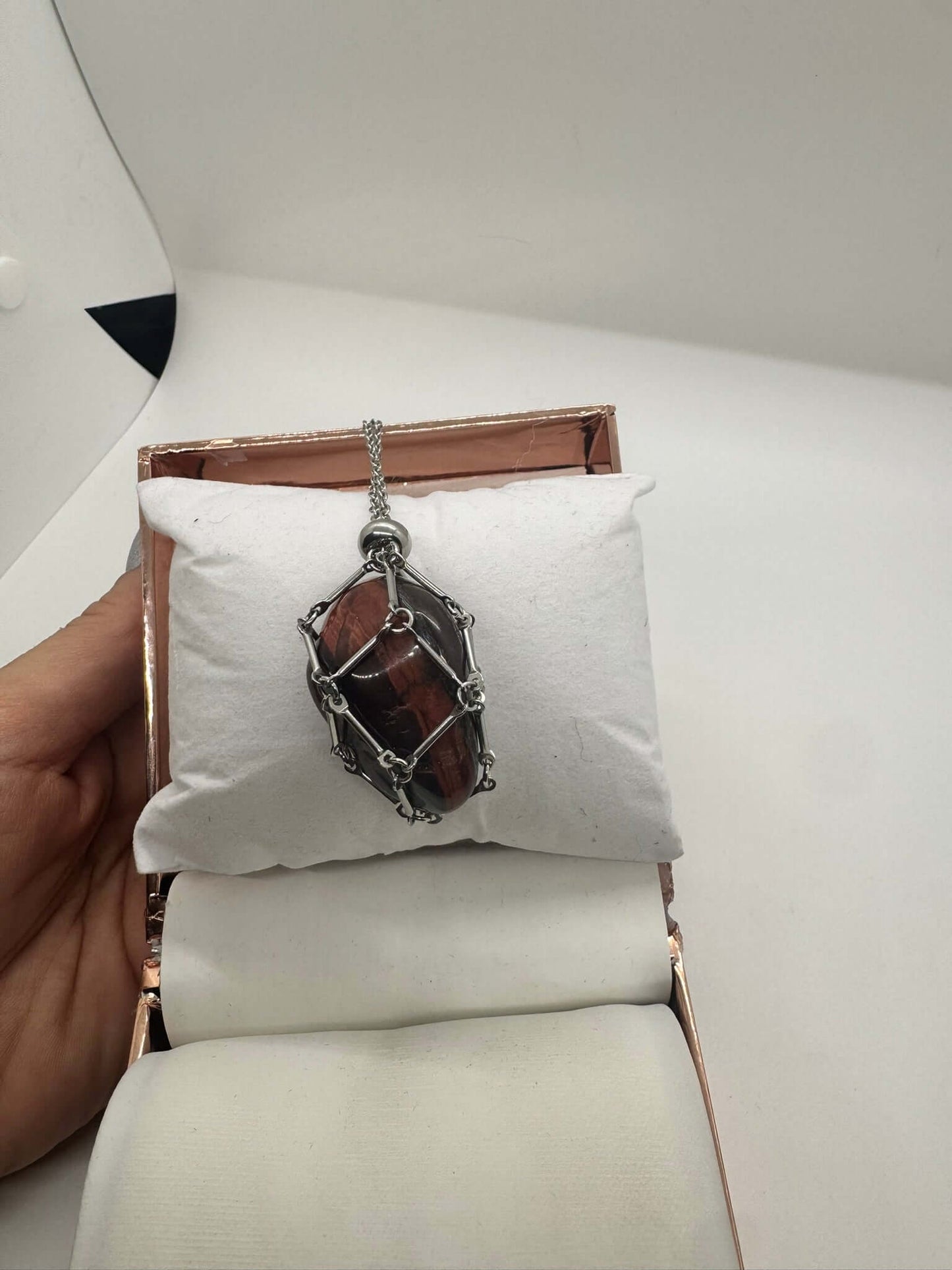 Authentic Red Tiger's Eye Necklace – Handcrafted Jewelry # 433