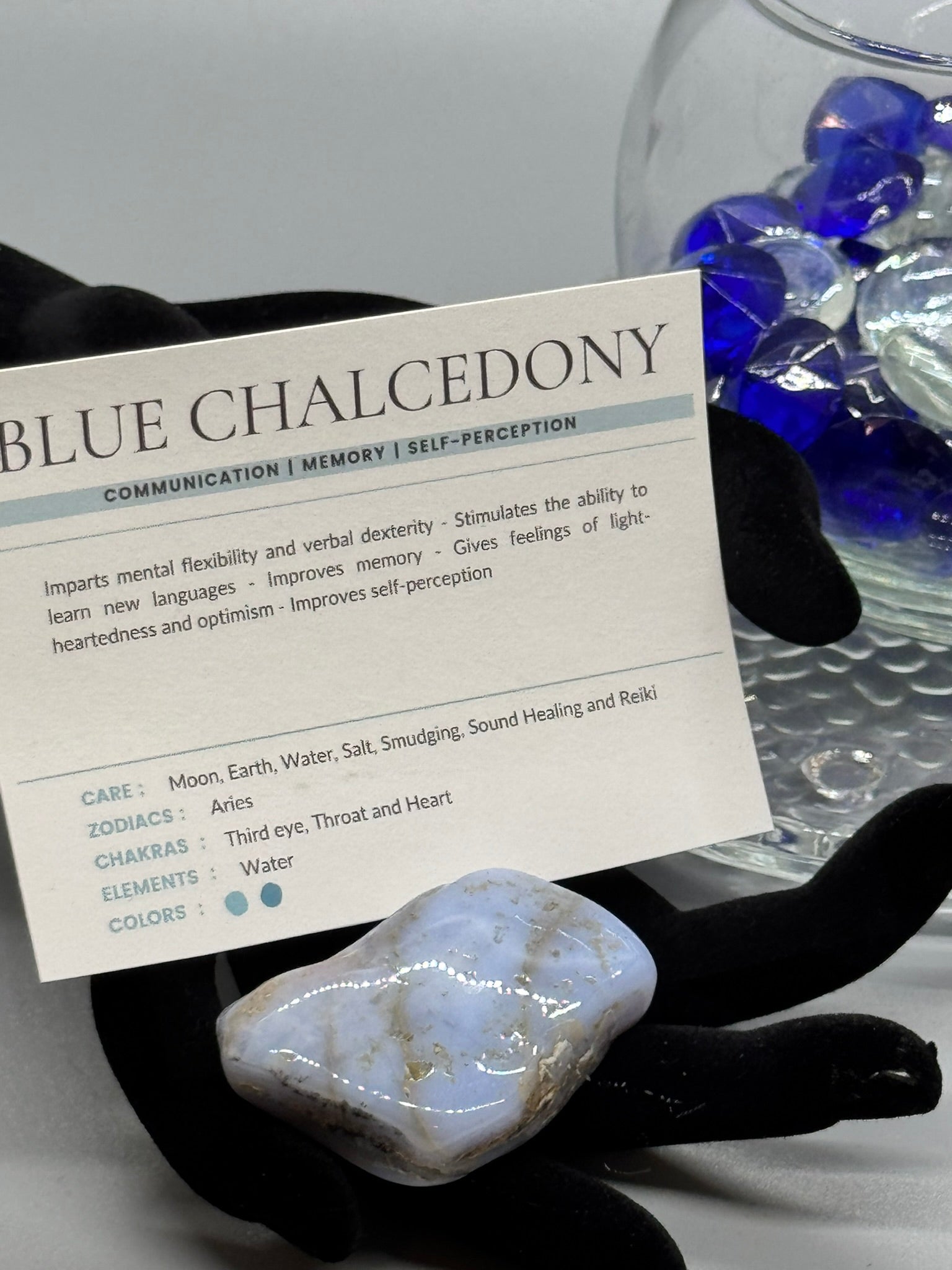 Authentic Blue Chalcedony – Handcrafted Stone # 437