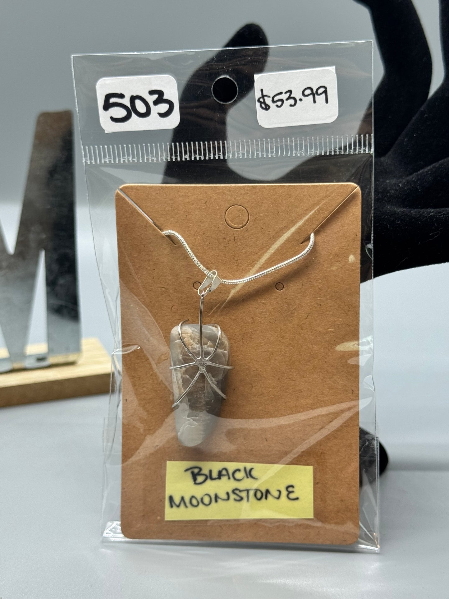 Black Moonstone Necklace #503 – Handcrafted Jewelry