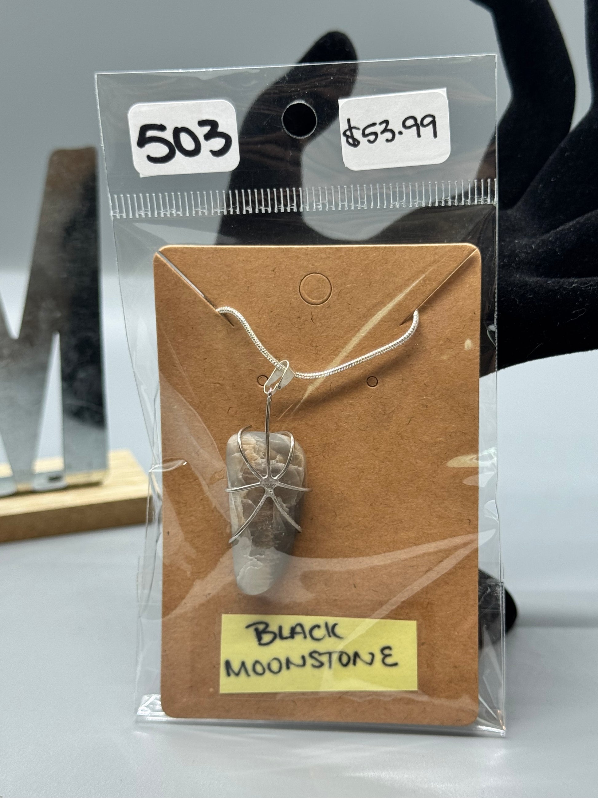 Black Moonstone Necklace #503 – Handcrafted Jewelry