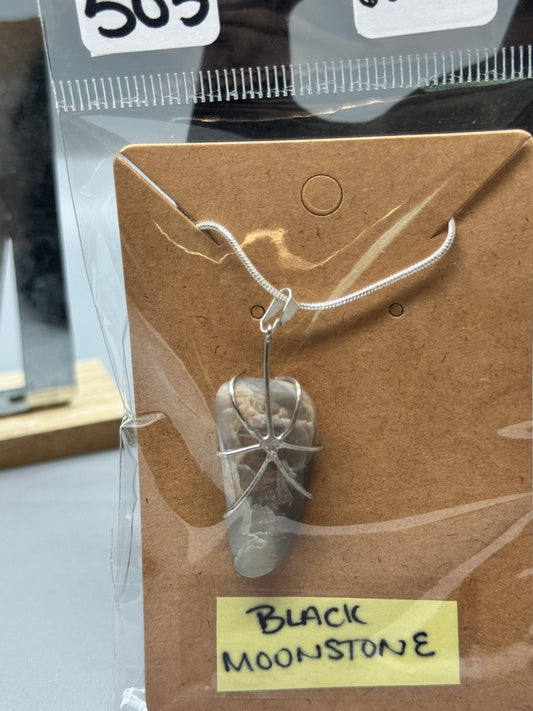Black Moonstone Necklace #503 – Handcrafted Jewelry