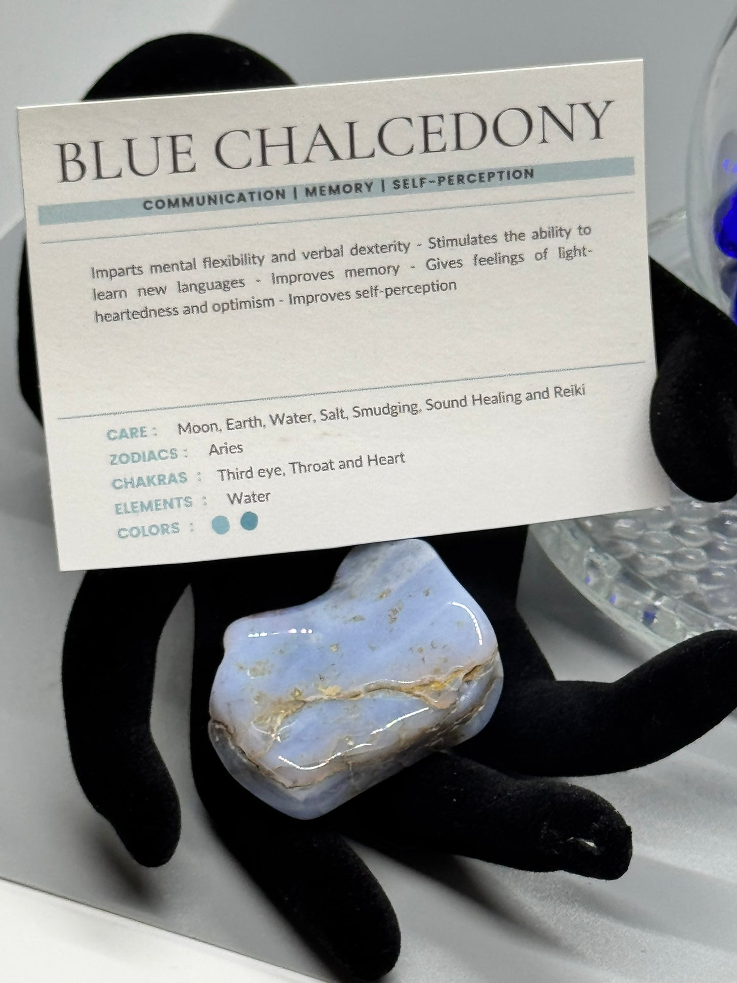 Authentic Blue Chalcedony – Handcrafted Stone # 437