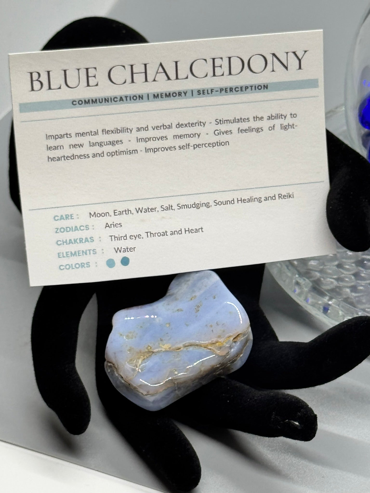 Authentic Blue Chalcedony – Handcrafted Stone # 437