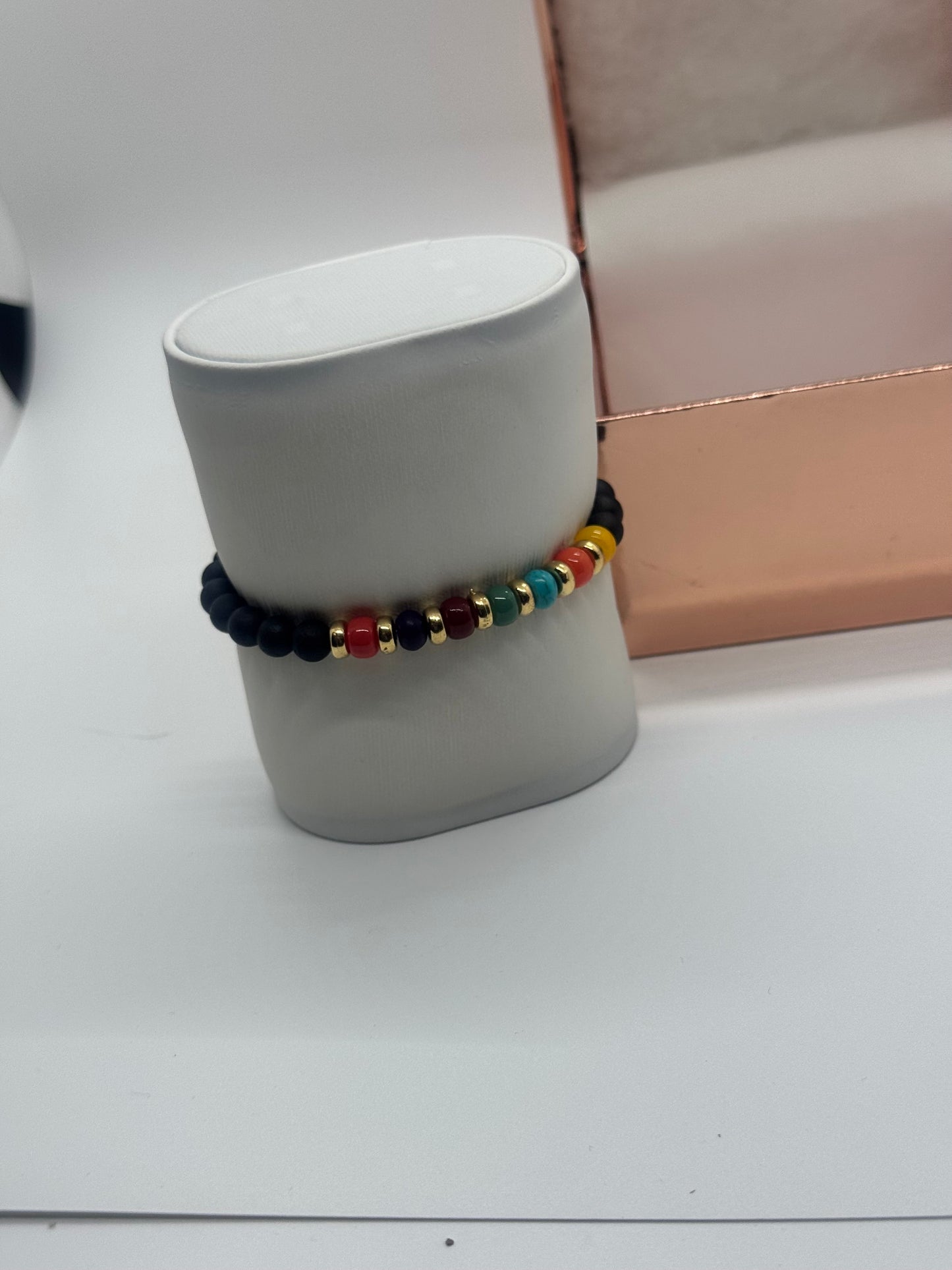 Chakra Acrylic Bead Bracelet #52