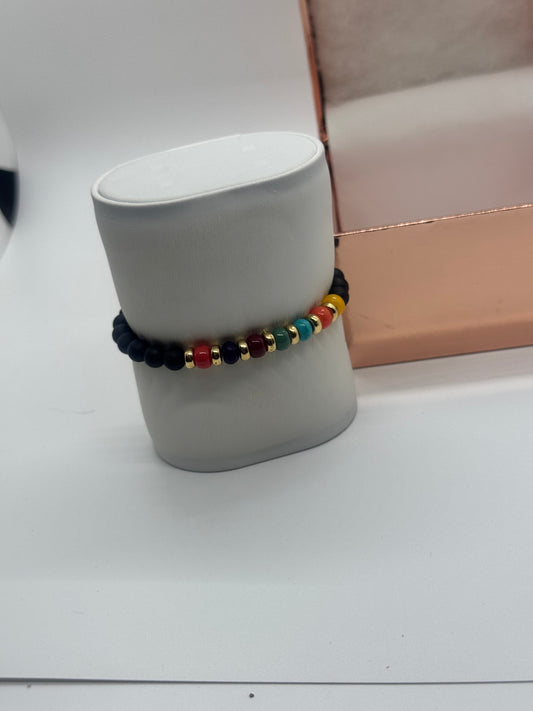 Chakra Acrylic Bead Bracelet #52