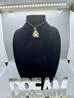 Handmade Citrine Necklace – 28" Braided Cord
