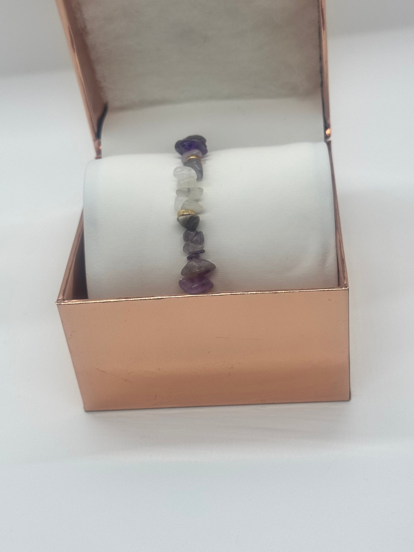 Crystal Bracelet #31 – Amethyst & Clear Quartz Healing Stones