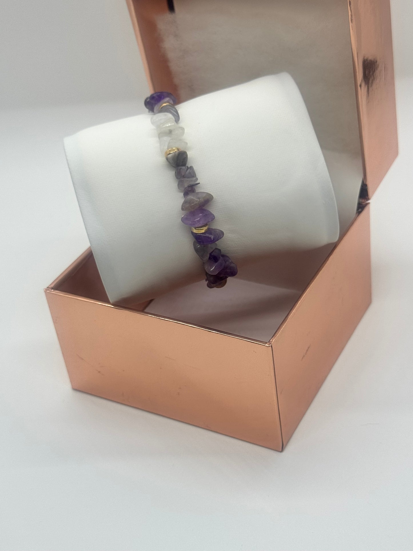 Crystal Bracelet #31 – Amethyst & Clear Quartz Healing Stones