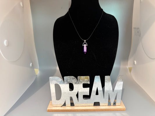 Amethyst Pendant Necklace – 8" Cord