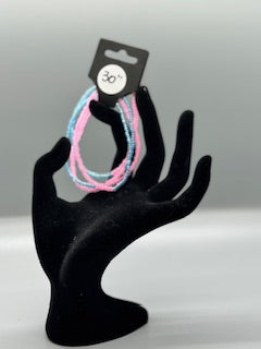 Baby Blue & Glow in the Dark Pink Waist Beads – 30" Stretchy Handmade