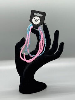 Glow in the Dark Pink and baby blue Waist Beads – 40" Stretchy Handmade