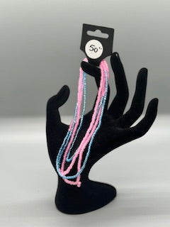 Glow Pink & Blue Waist Beads – 50" Handmade Jewelry