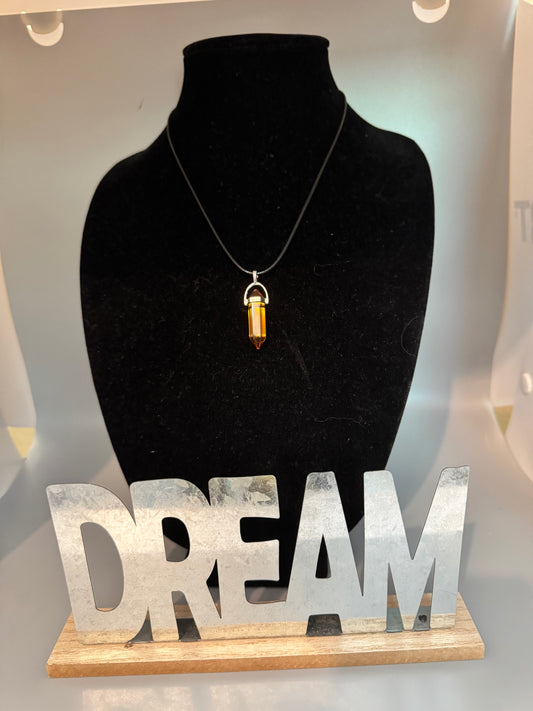 Light Brown Sea Glass Pendant Necklace – 8" Cord