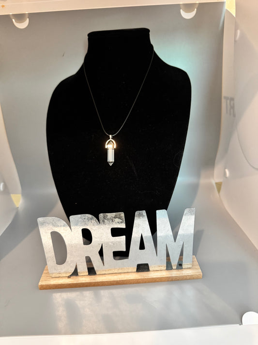 Clear Quartz Pendant Necklace – 8" Cord