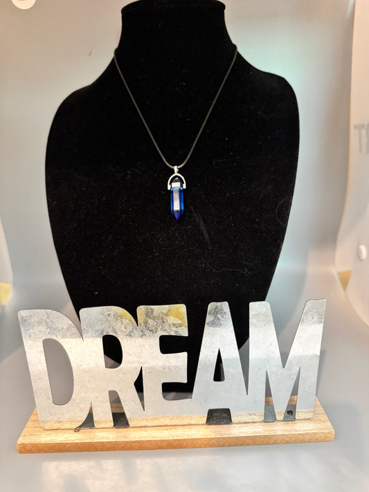 Dark Blue Sea Glass Pendant Necklace – 8" Cord # 2206