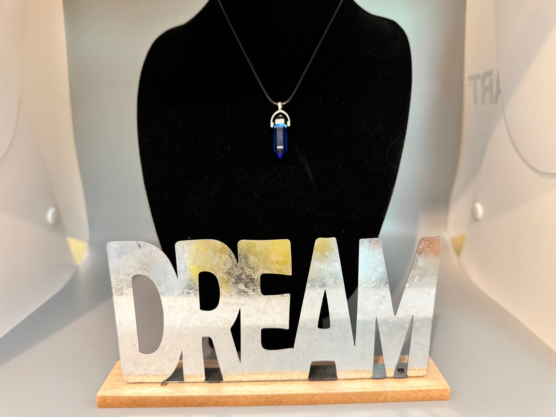 Dark Blue Sea Glass Pendant Necklace – 8" Cord # 2206
