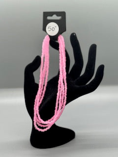Glow Pink Waist Beads – 50" Handmade Stretchy Jewelry