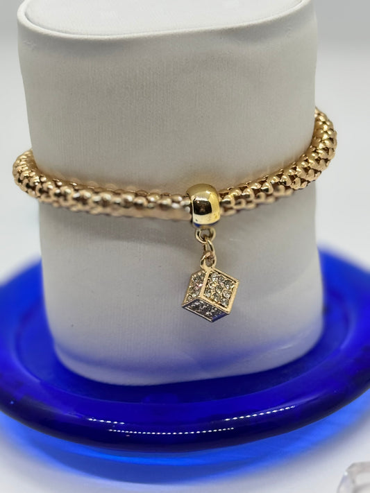 Gold Bracelet #904 – Sparkling Diamond Crystal Charm