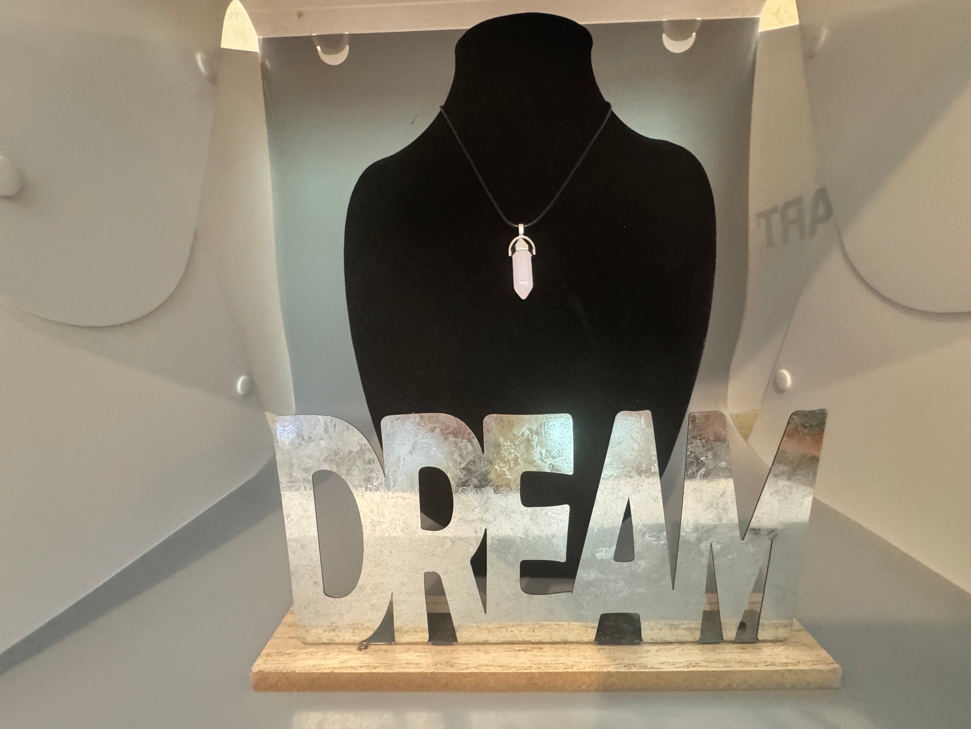 Milky Quartz Glass Pendant Necklace – 8" Cord