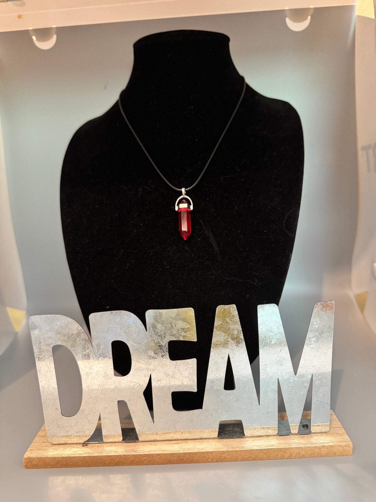 Red Sea Glass Pendant Necklace – 8" Cord