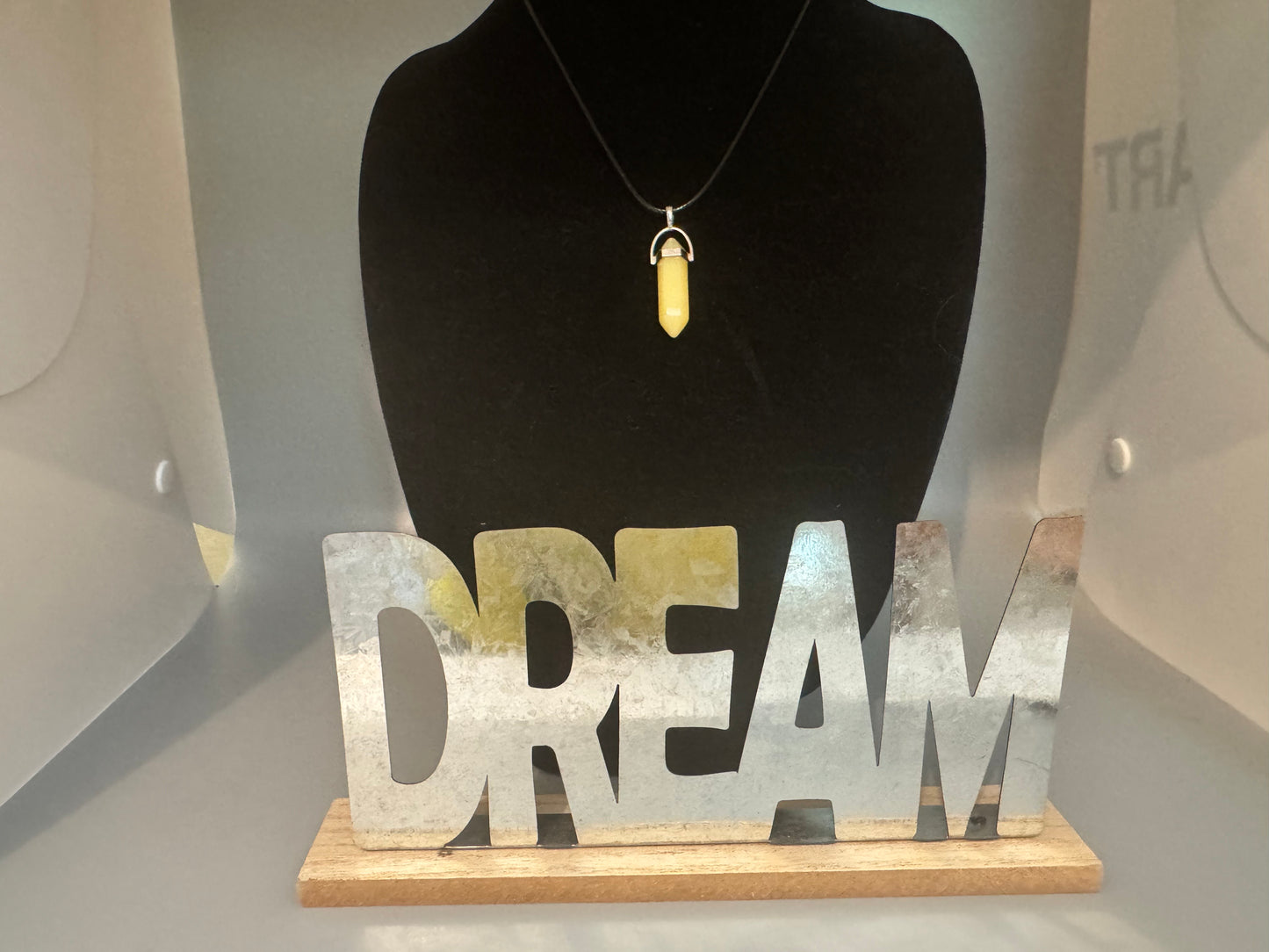 Milky Yellow Glass Pendant Necklace – 8" Cord