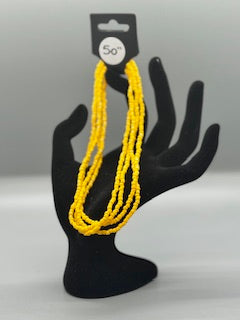 Yellow Waist Beads – 50" Handmade Stretchy Jewelry